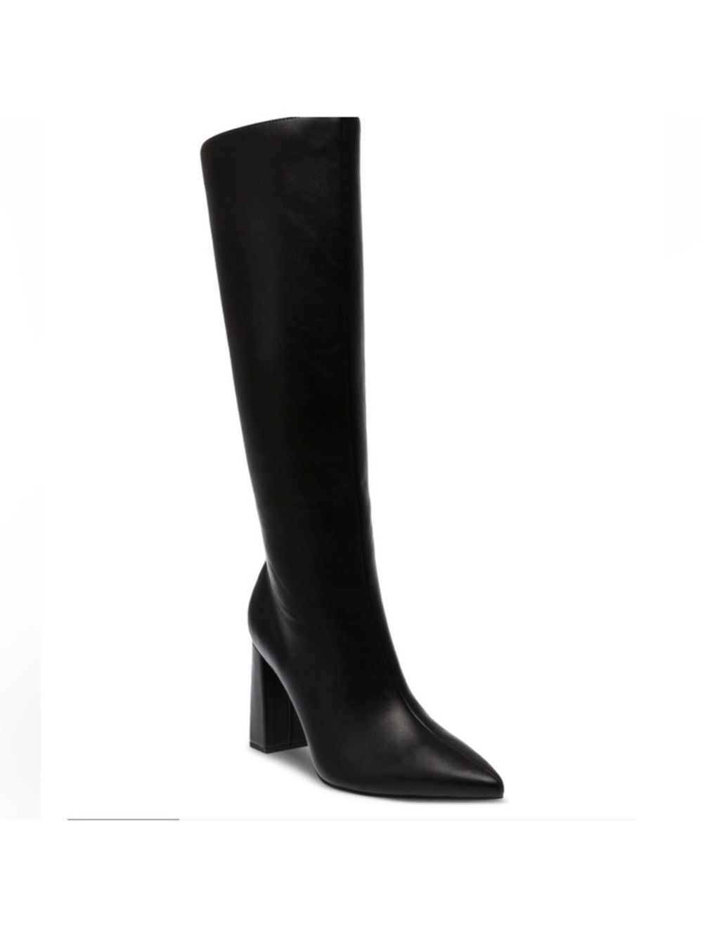 Wild Pair Black Knee-High Pointed Toe Block Heel Boots
